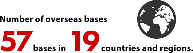 57 bases in 19 countries and regions