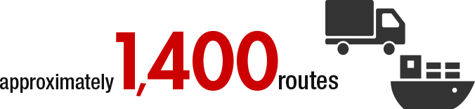 approximately1,400routes