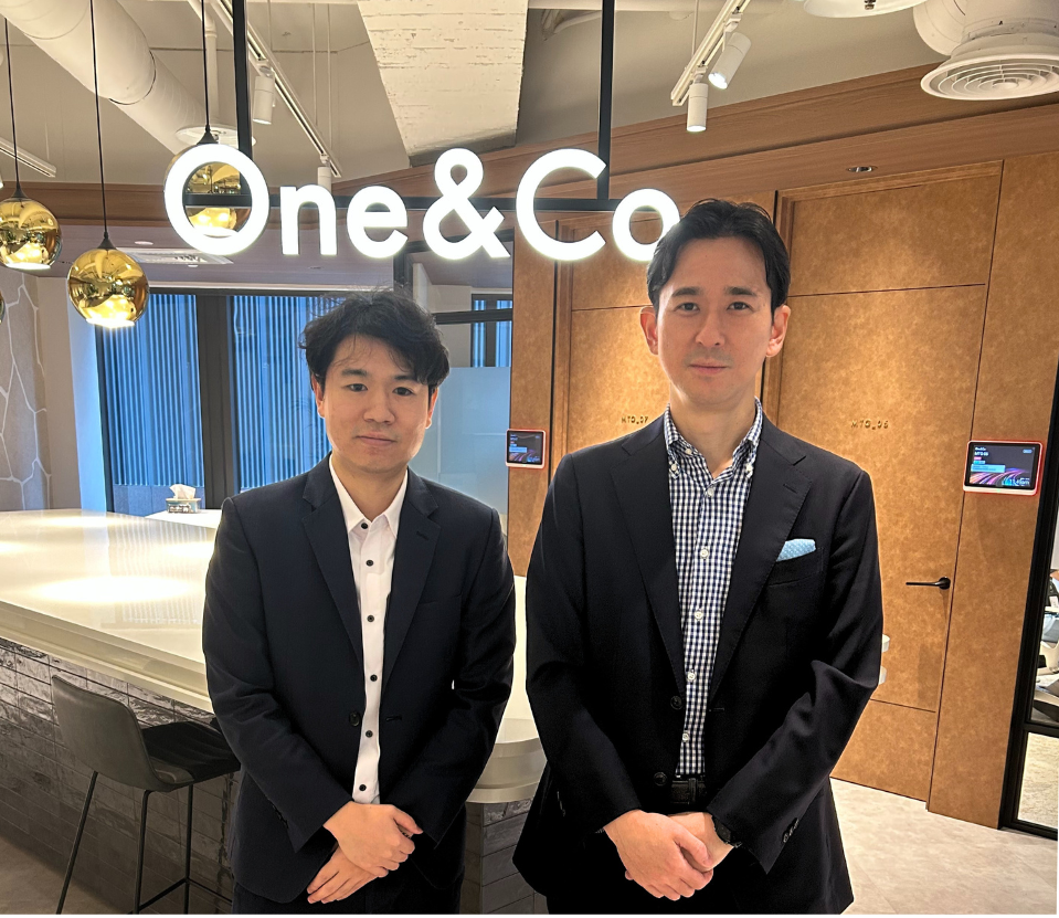 At the Taipei office: from left, Mr. Falcon and Mr. Watanabe